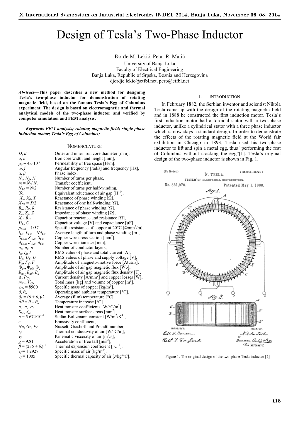 Design of Tesla's Two-Phase Inductor