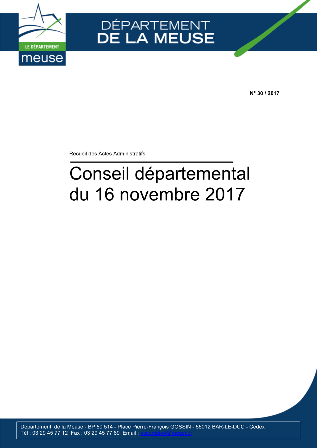 Conseil Départemental Du 16 Novembre 2017