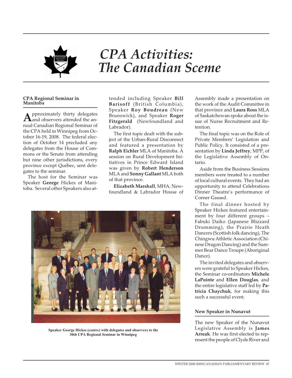 CPA Activities: the Canadian Sceme