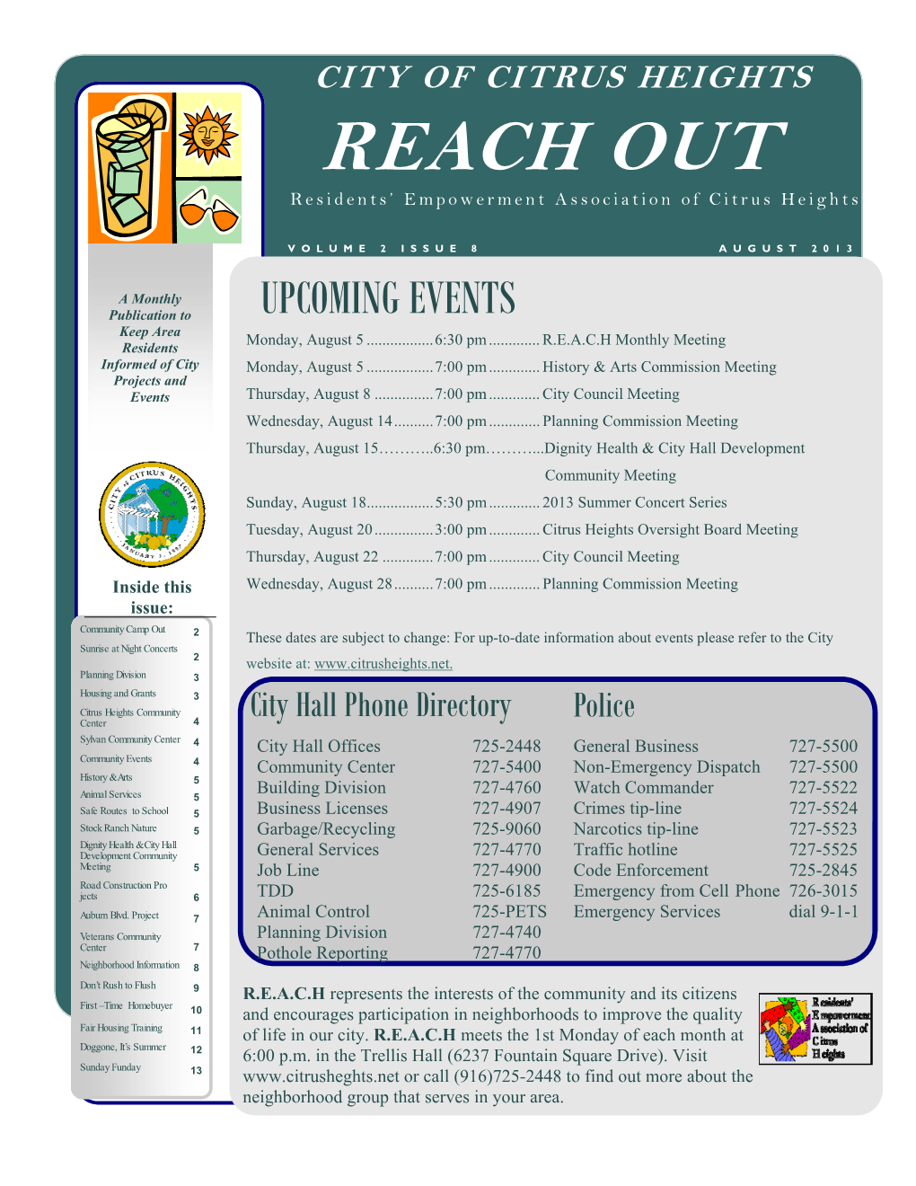 REACH out Newsletter August 2013