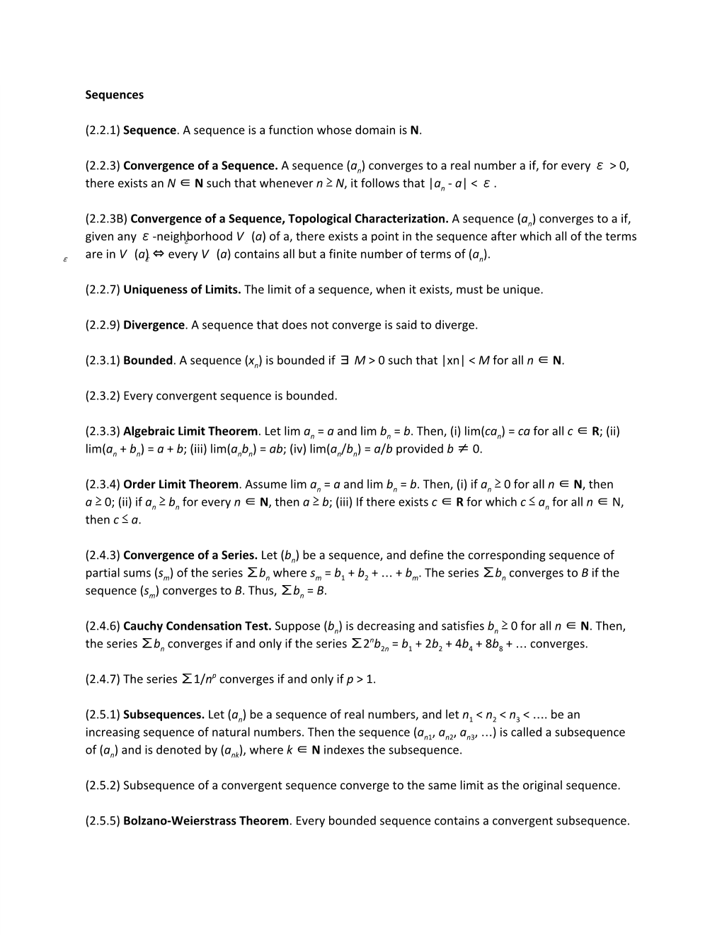 Sequences (2.2.1) Sequence. a Sequence Is a Function Whose