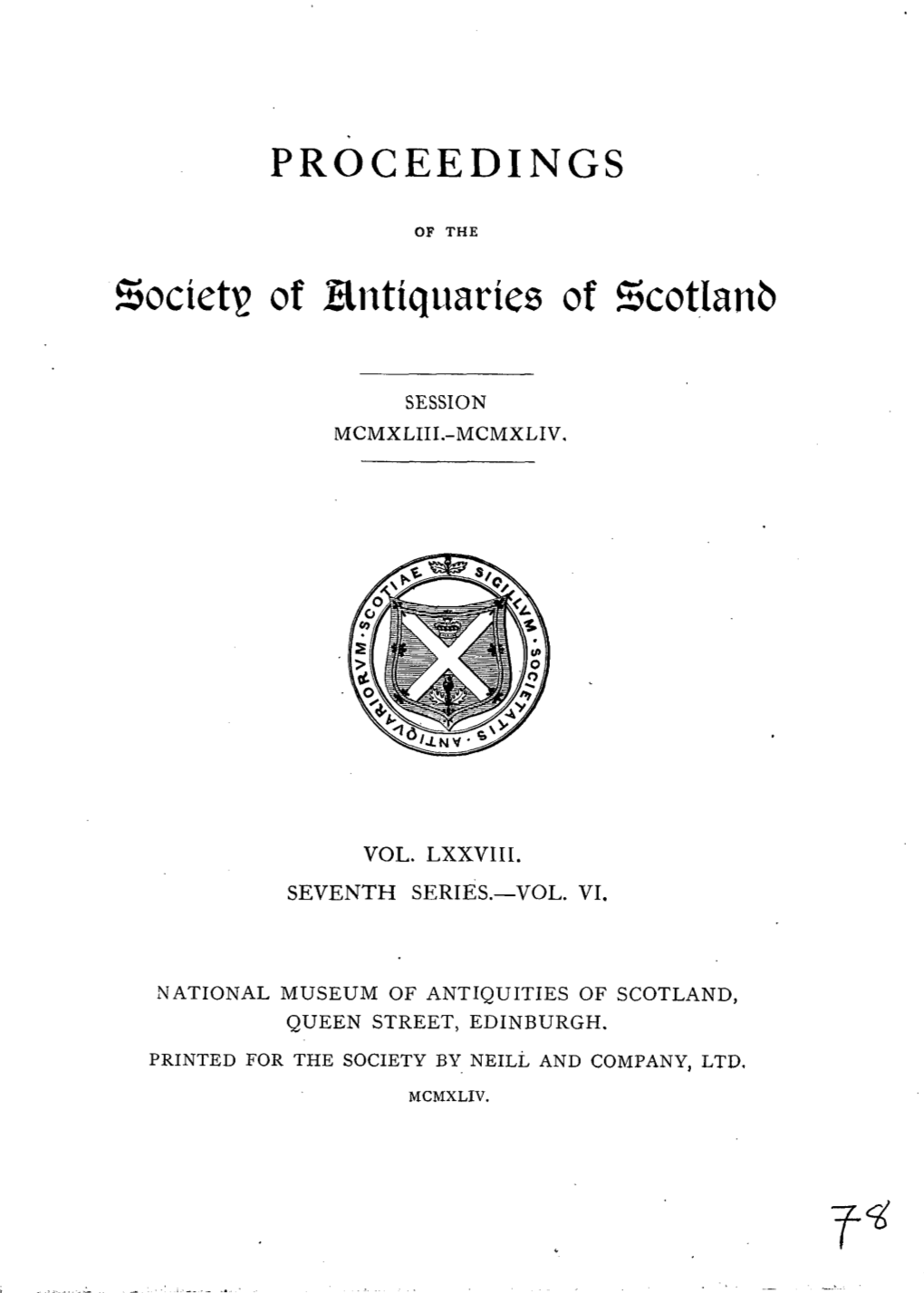 Society of Hntiquaries of Scotlanb