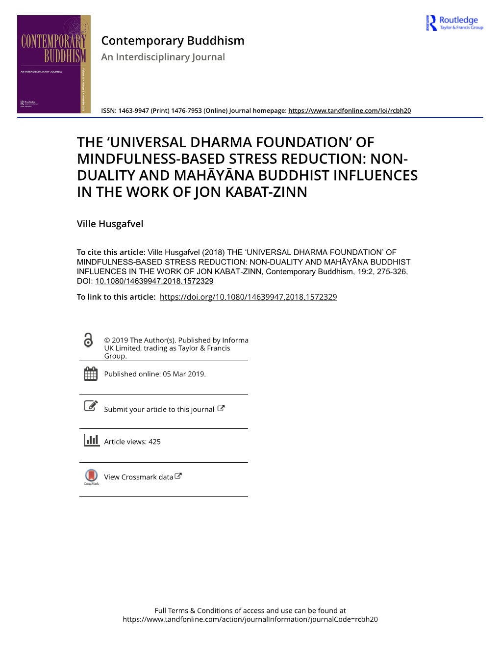 'Universal Dharma Foundation' of Mindfulness-Based