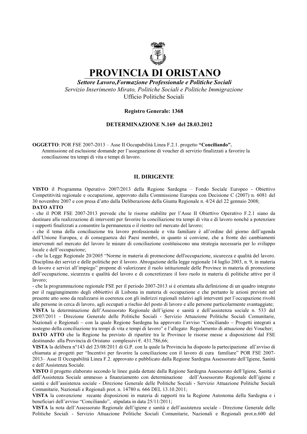 PLUS Provincia Di Oristano PLUS Provincia Di Oristano