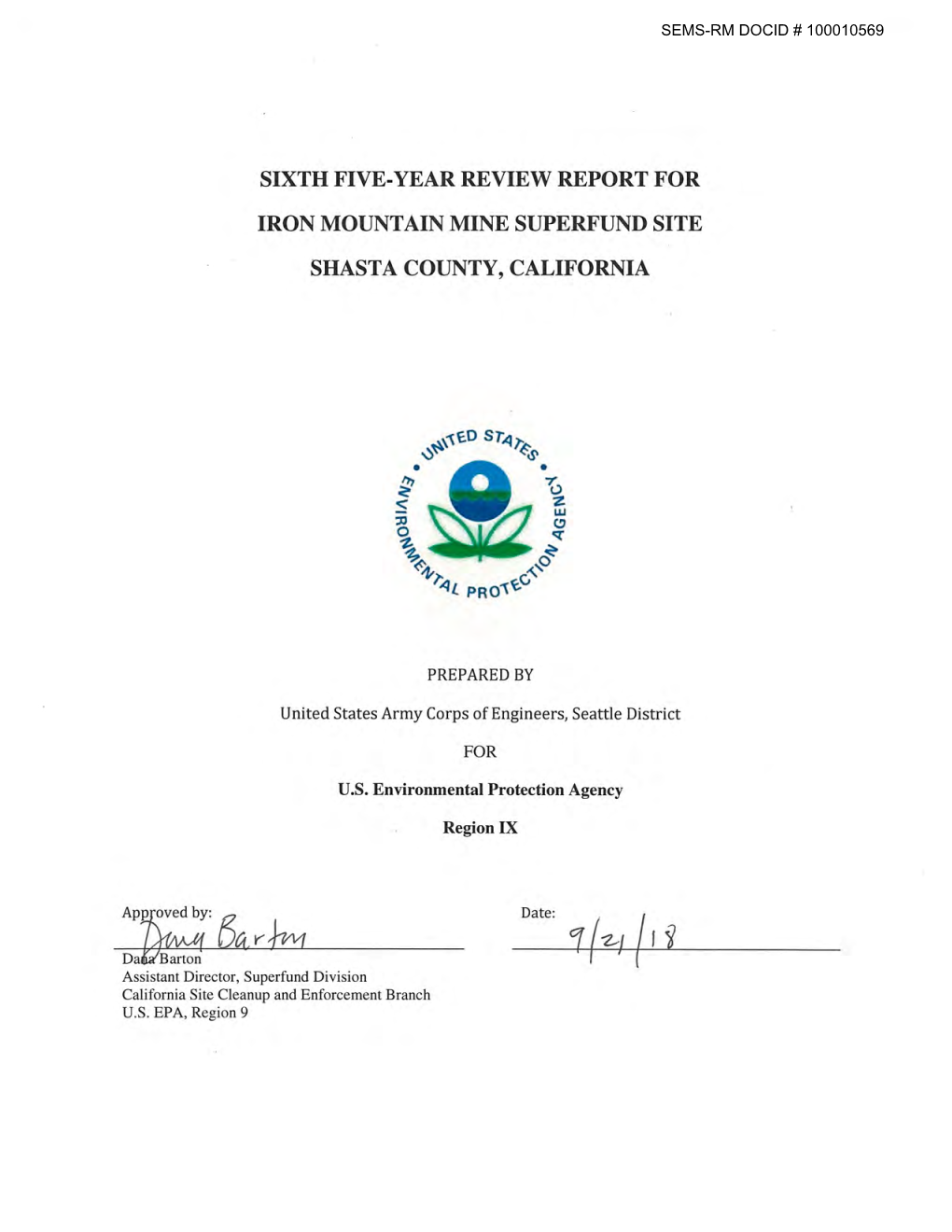 6Th 5-Year Review for Iron Mountain Mine Superfund Site, W/Appendices