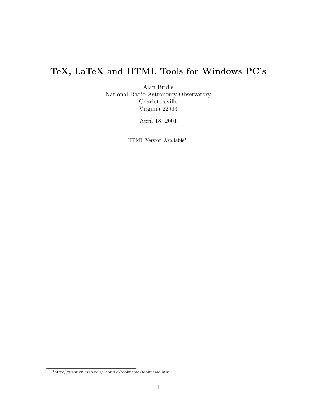 Tex, Latex and HTML Tools for Windows PC's