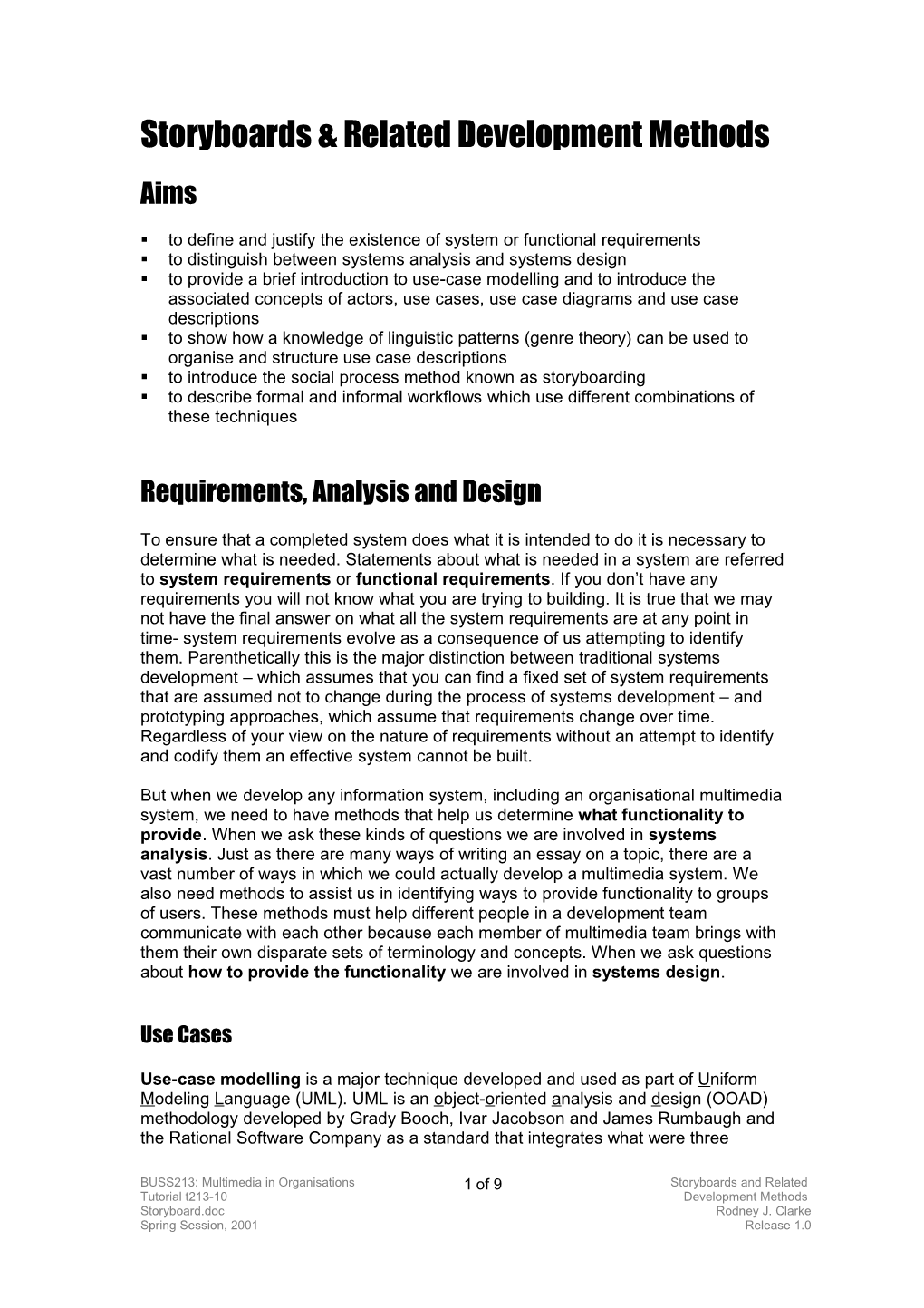 Storyboards & Related Development Methods