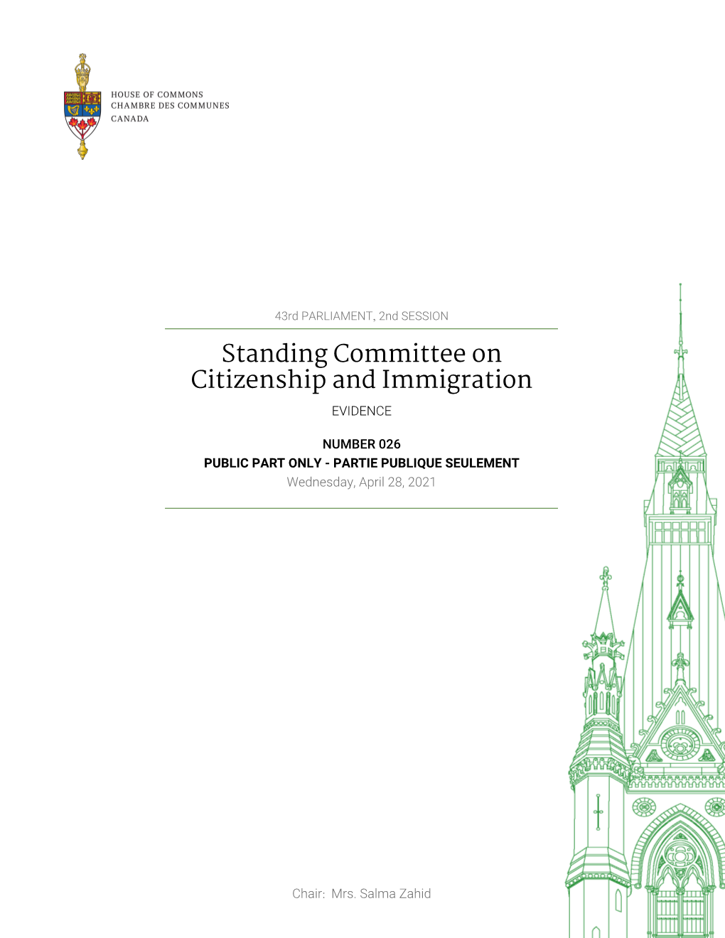 Evidence of the Standing Committee On