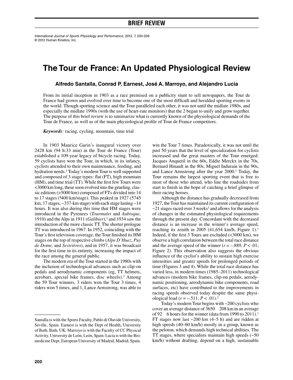 The Tour De France: an Updated Physiological Review