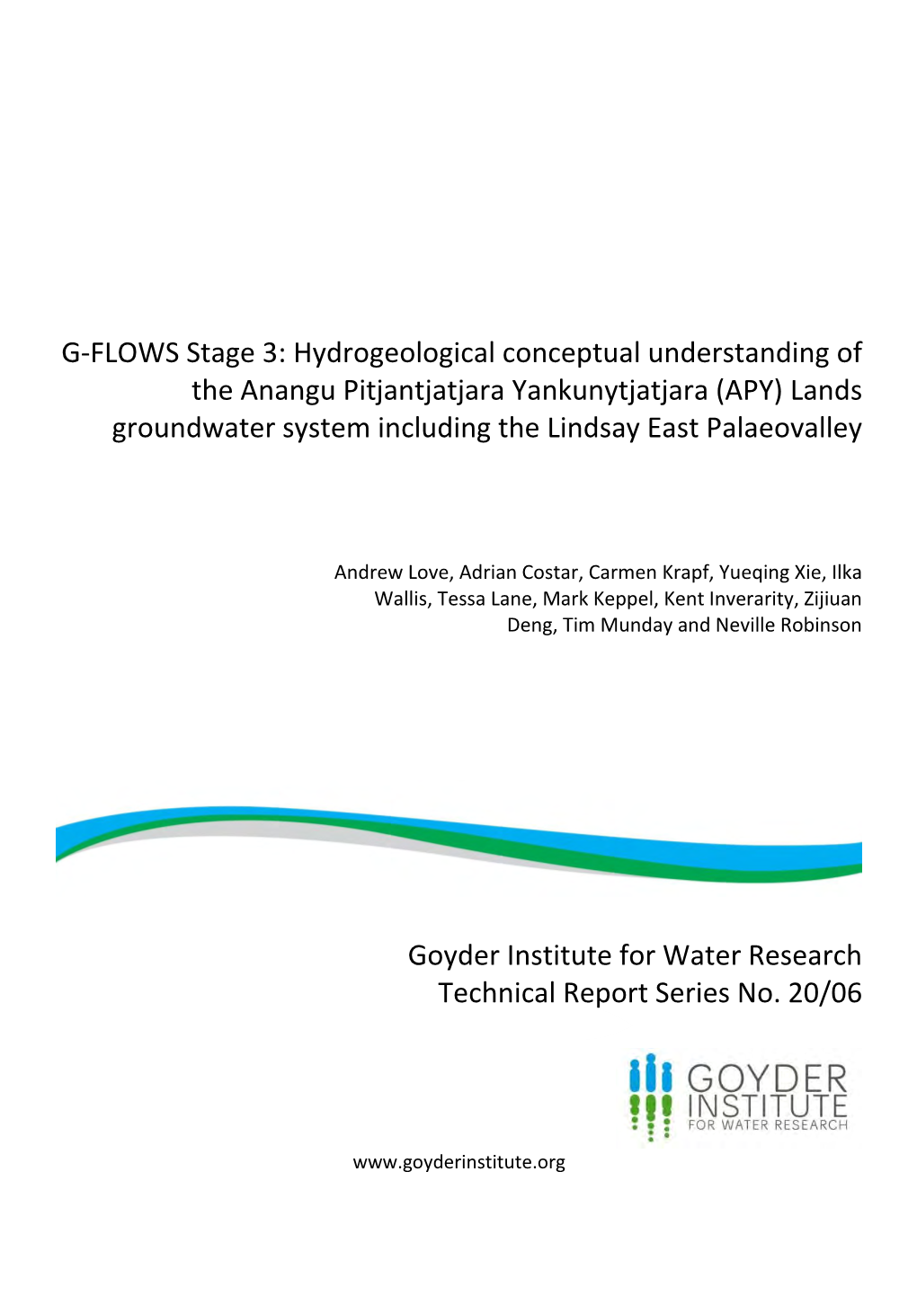 G-FLOWS Stage 3: Hydrogeological Conceptual Understanding of the APY Lands Groundwater System Including the Lindsay East Palaeovalley