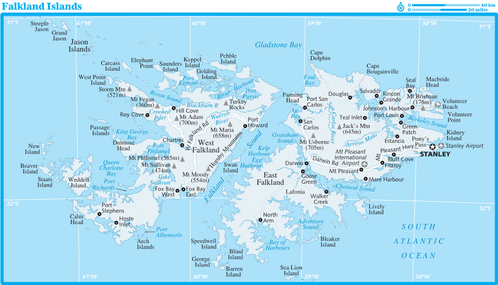 Falkland Islands 0 20 Miles