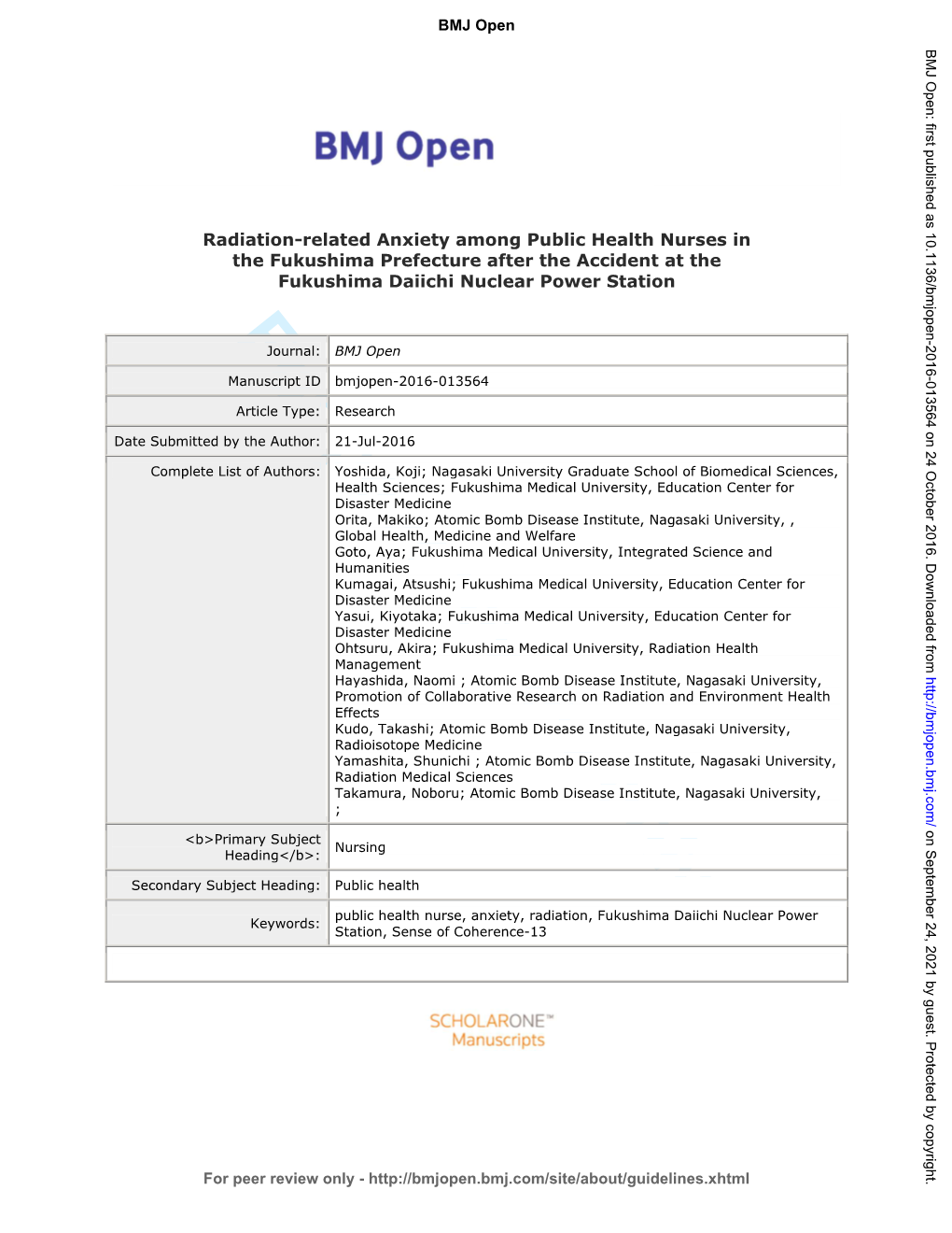 For Peer Review Only Journal: BMJ Open