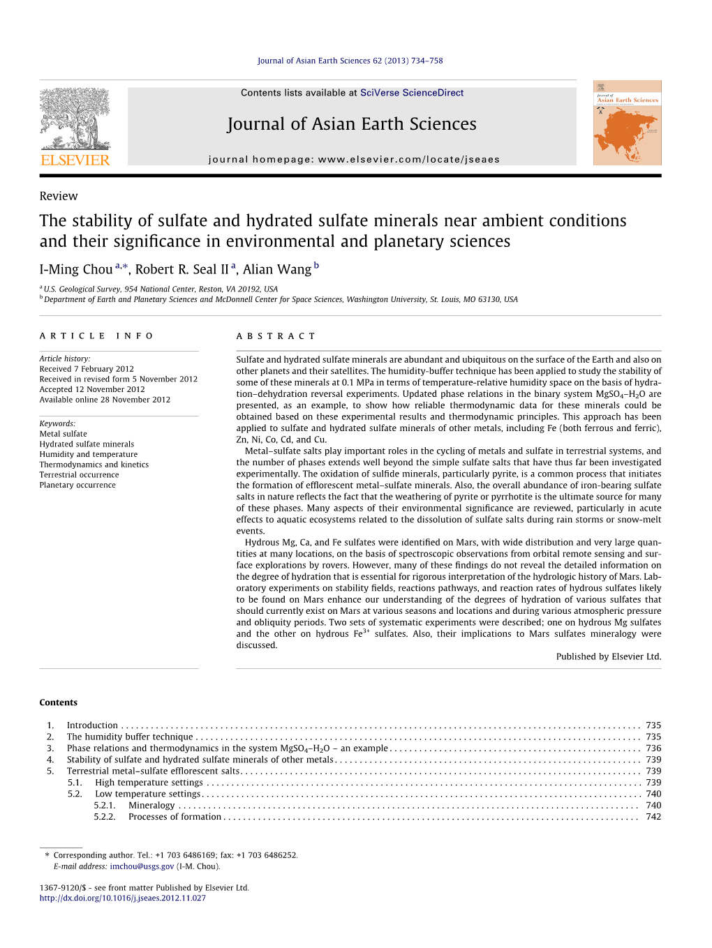 The Stability of Sulfate and Hydrated Sulfate Minerals Near Ambient Conditions and Their Significance in Environmental and Plane