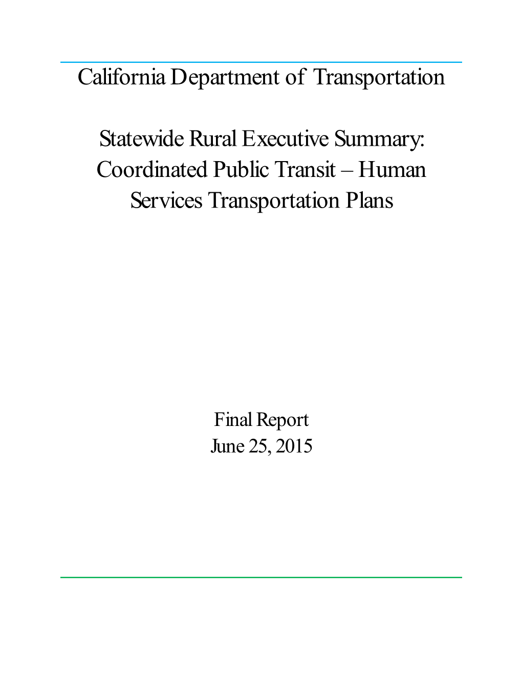 Coordinated Public Transit – Human Services Transportation Plans