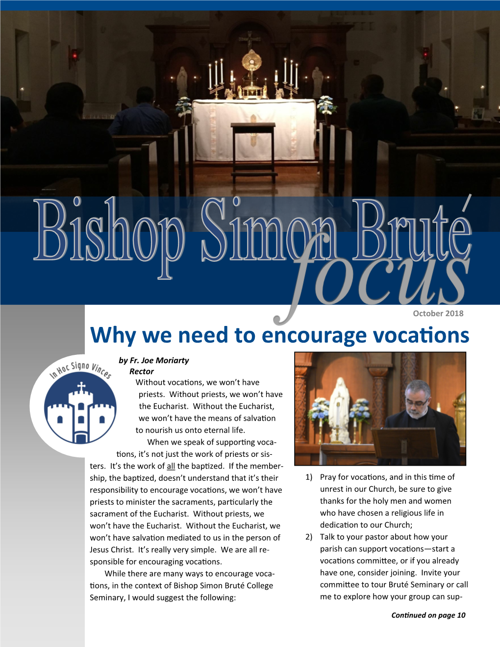 October 2018 Why We Need to Encourage Vocations by Fr