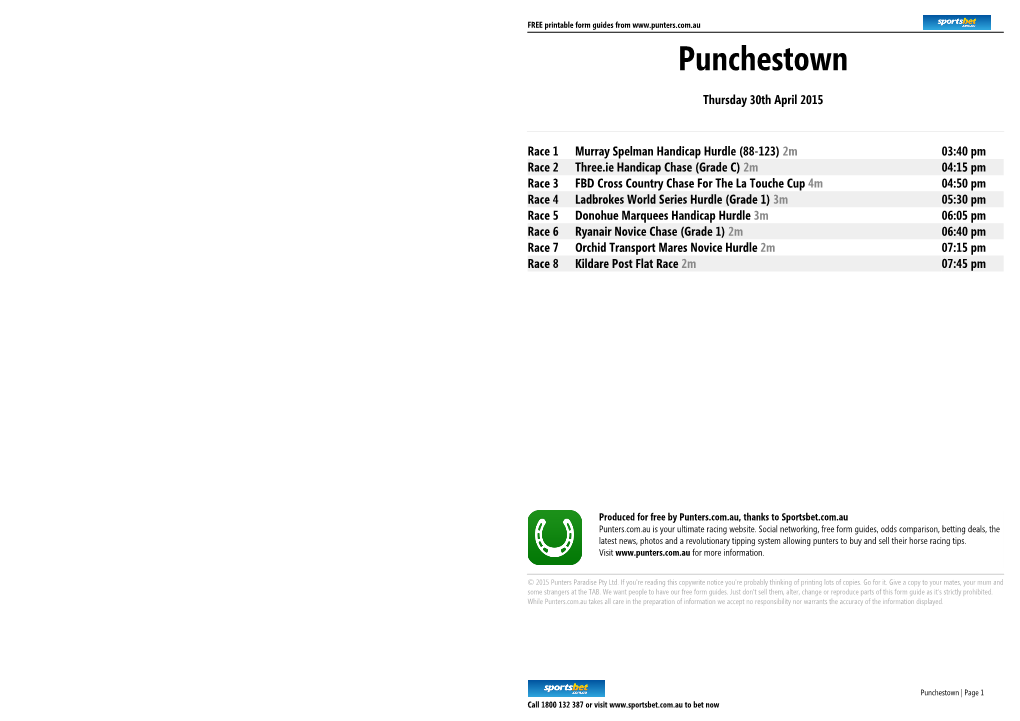 Punchestown Printable Form Guide