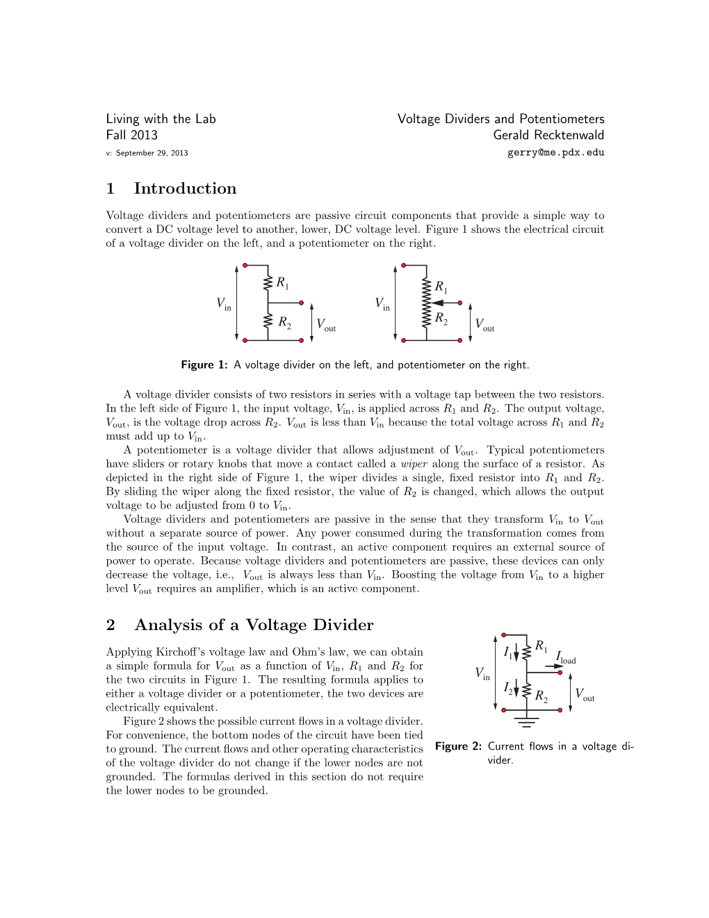 1 Introduction 2 Analysis of a Voltage Divider