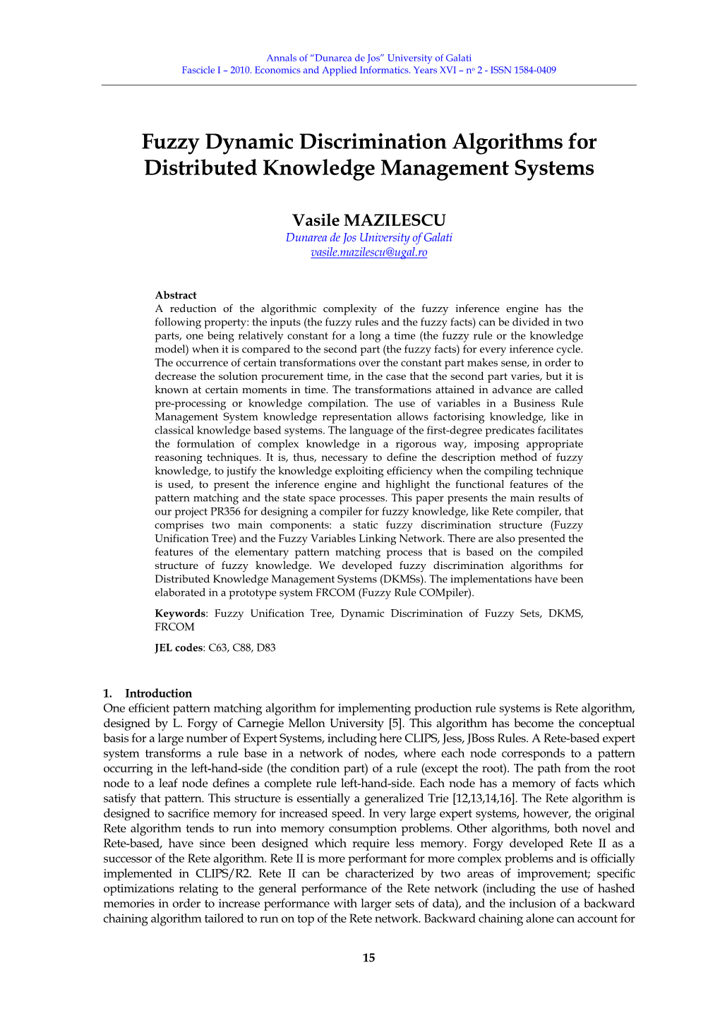 Fuzzy Dynamic Discrimination Algorithms for Distributed Knowledge Management Systems