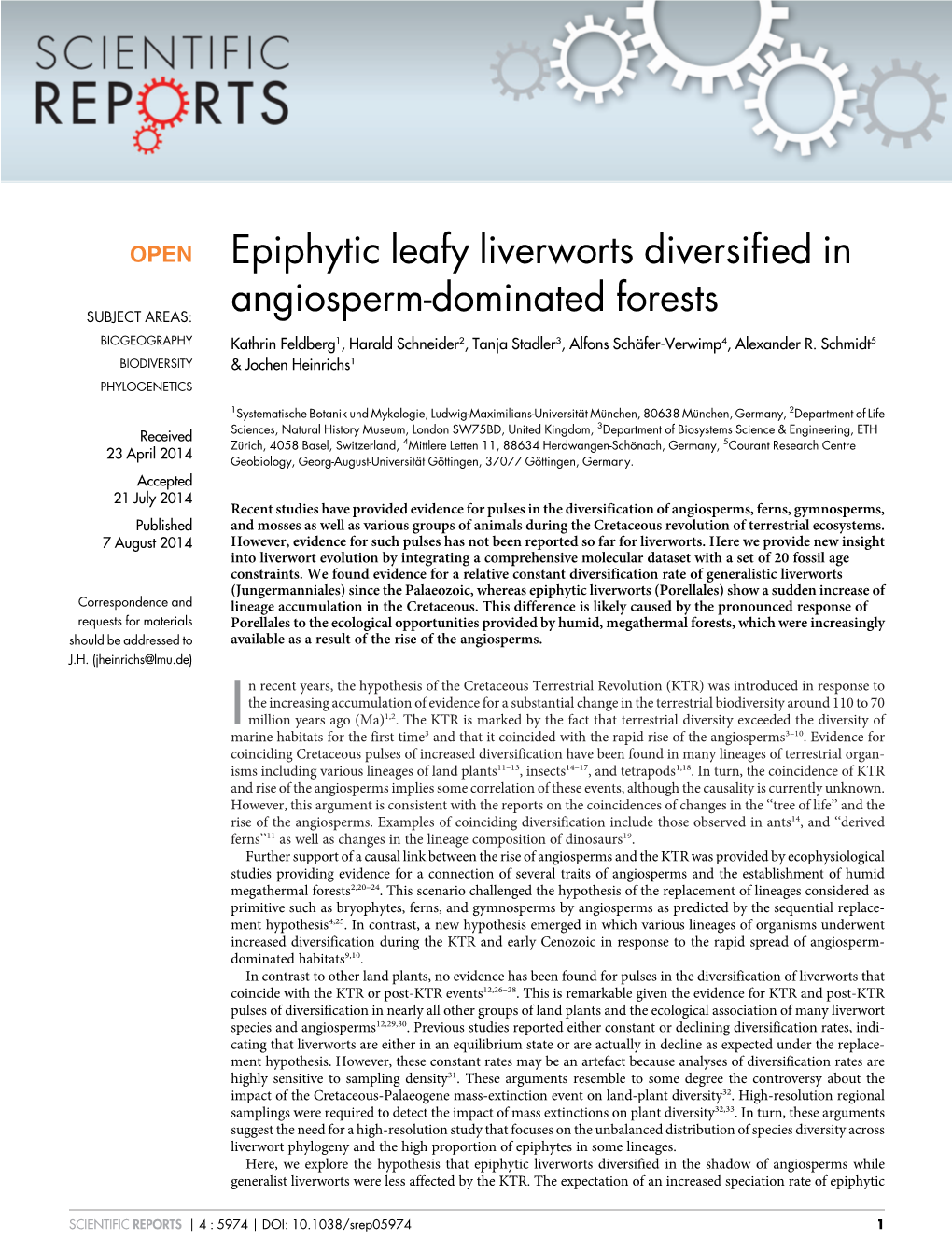 Epiphytic Leafy Liverworts Diversified in Angiosperm-Dominated Forests