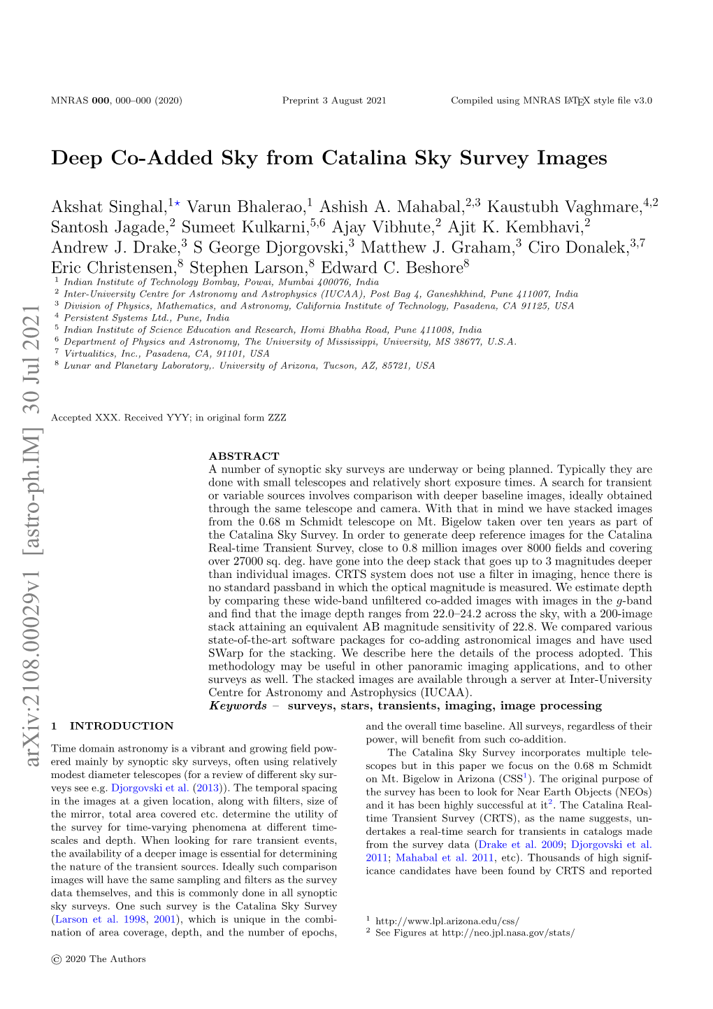 Deep Co-Added Sky from Catalina Sky Survey Images