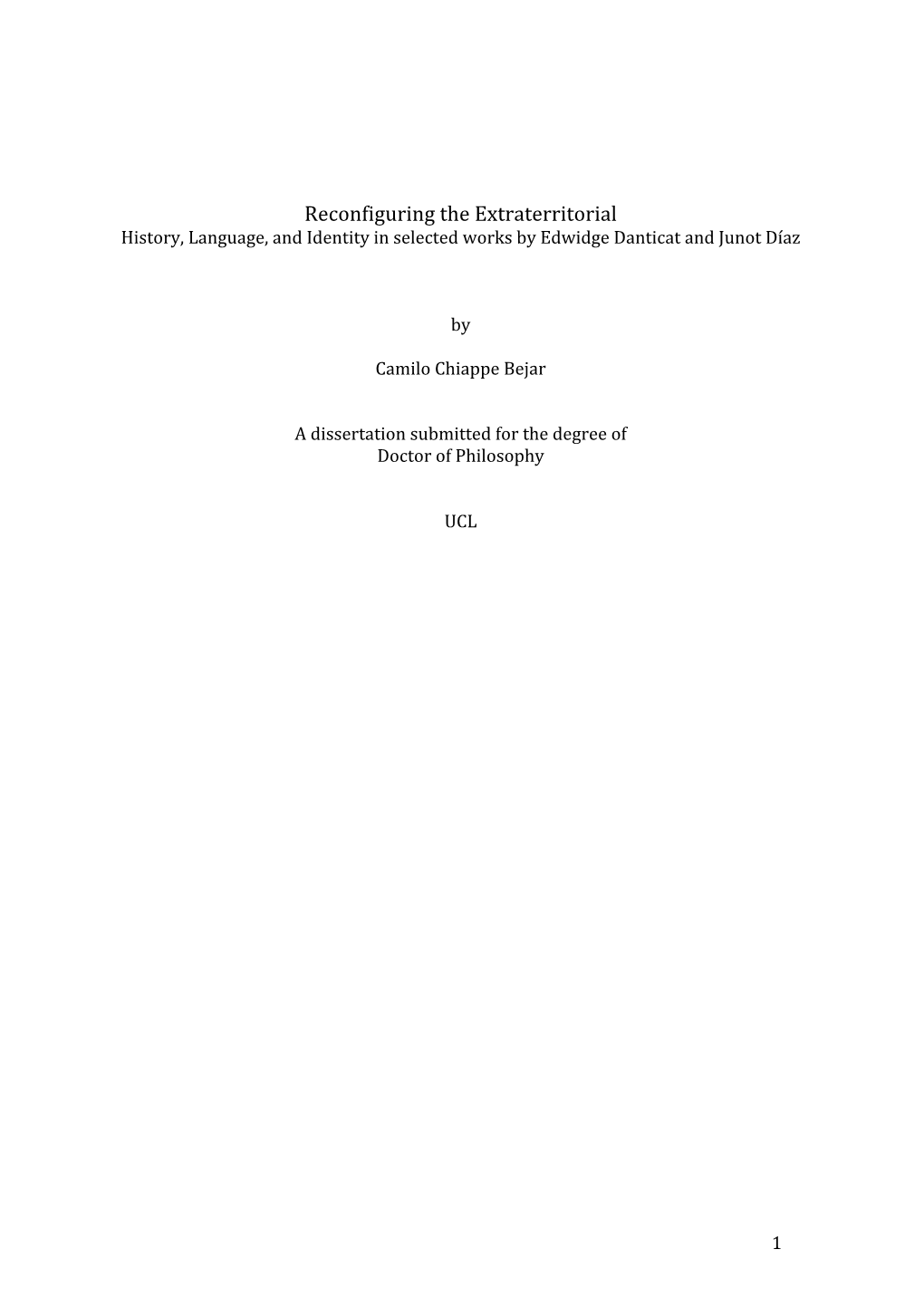 Reconfiguring the Extraterritorial History, Language, and Identity in Selected Works by Edwidge Danticat and Junot Díaz