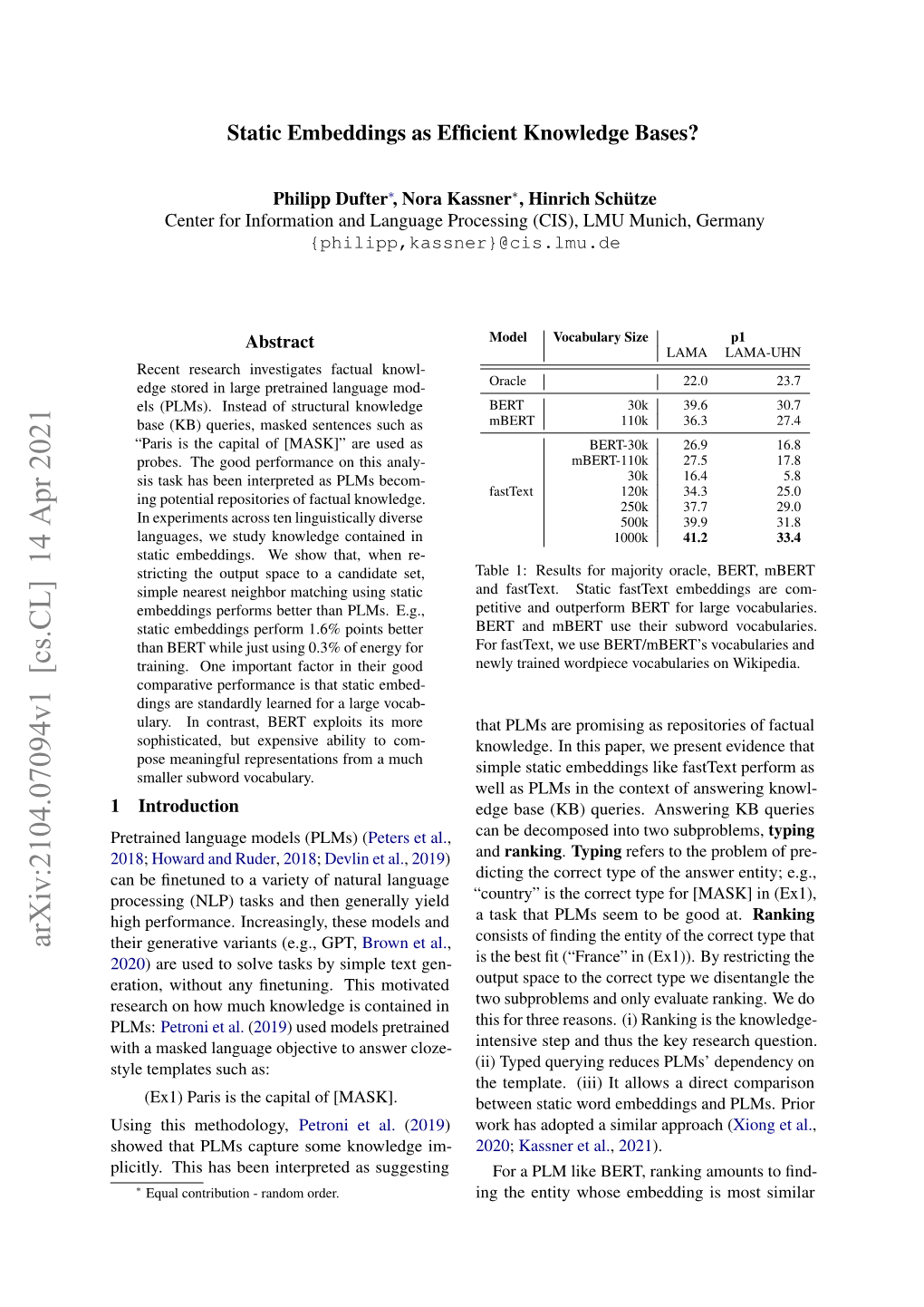 Arxiv:2104.07094V1 [Cs.CL] 14 Apr 2021