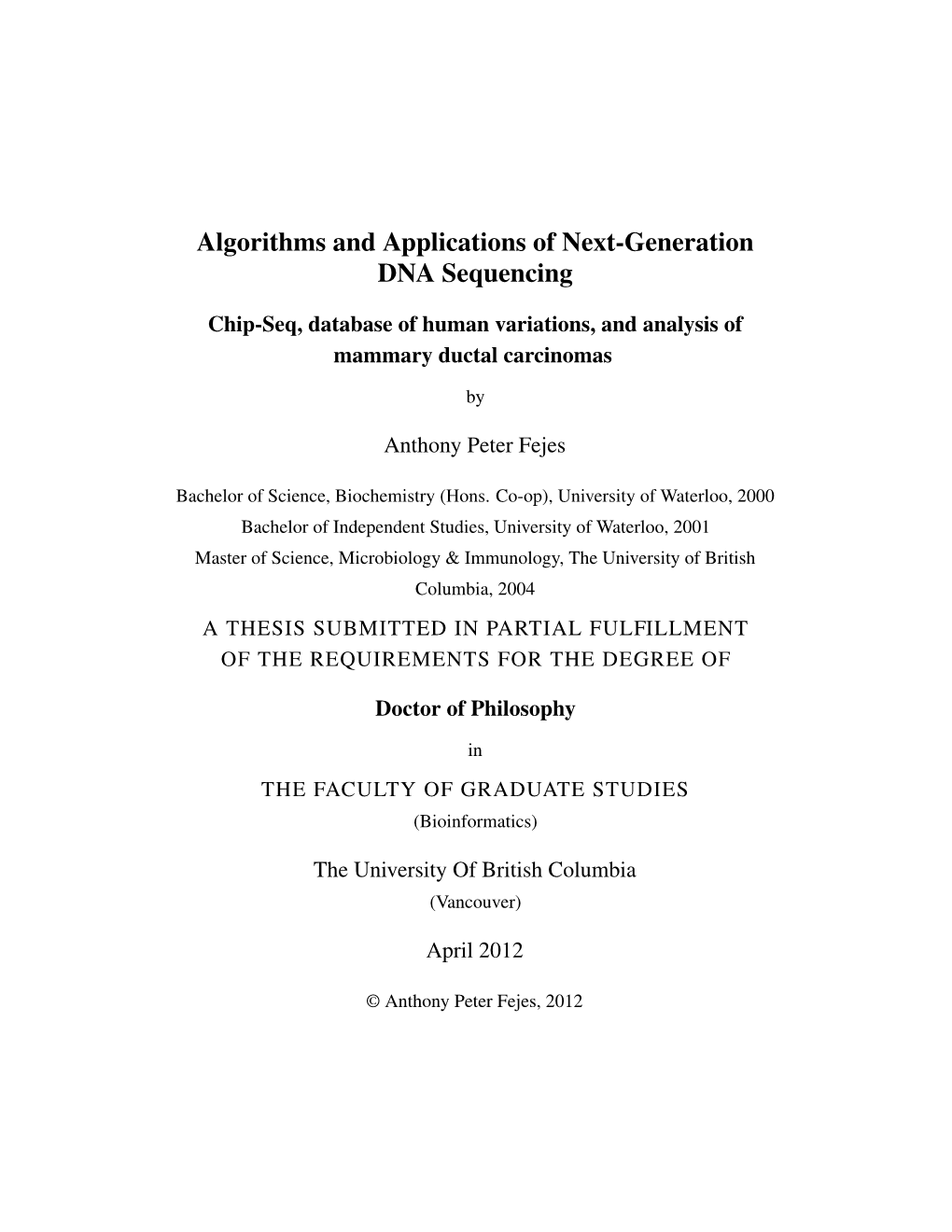 Algorithms and Applications of Next-Generation DNA Sequencing