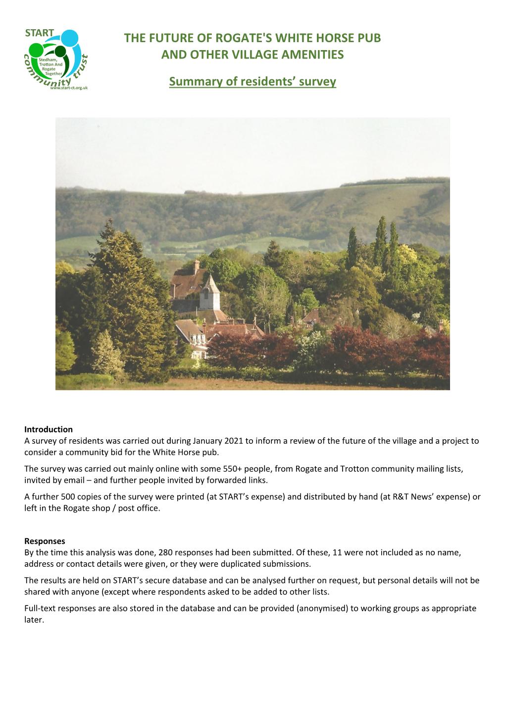 THE FUTURE of ROGATE's WHITE HORSE PUB and OTHER VILLAGE AMENITIES Summary of Residents’ Survey