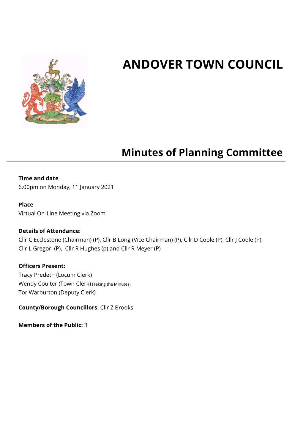 Minutes of Planning Committee