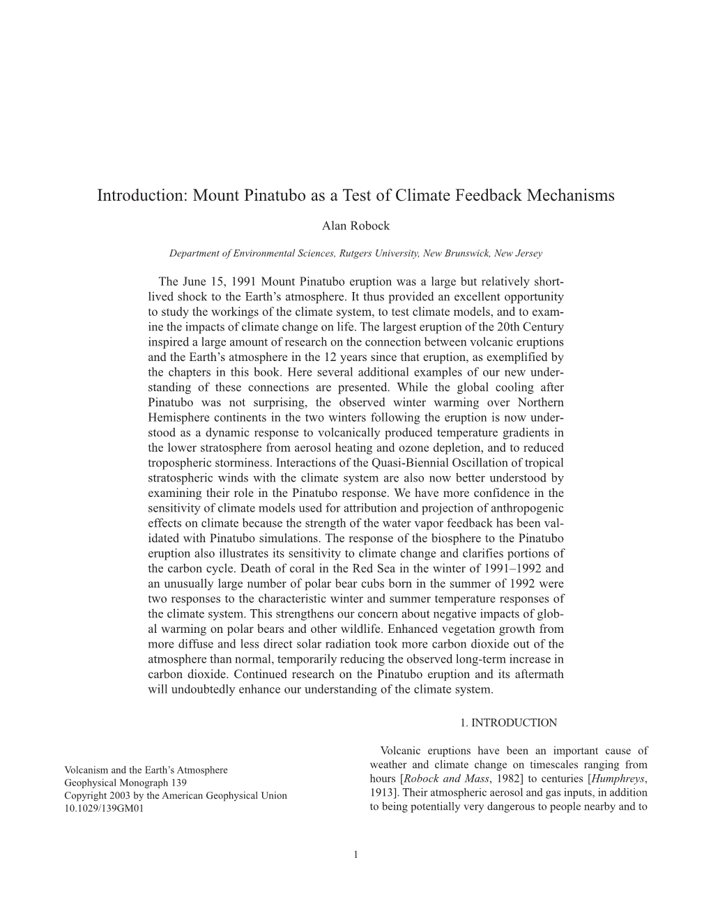 Mount Pinatubo As a Test of Climate Feedback Mechanisms