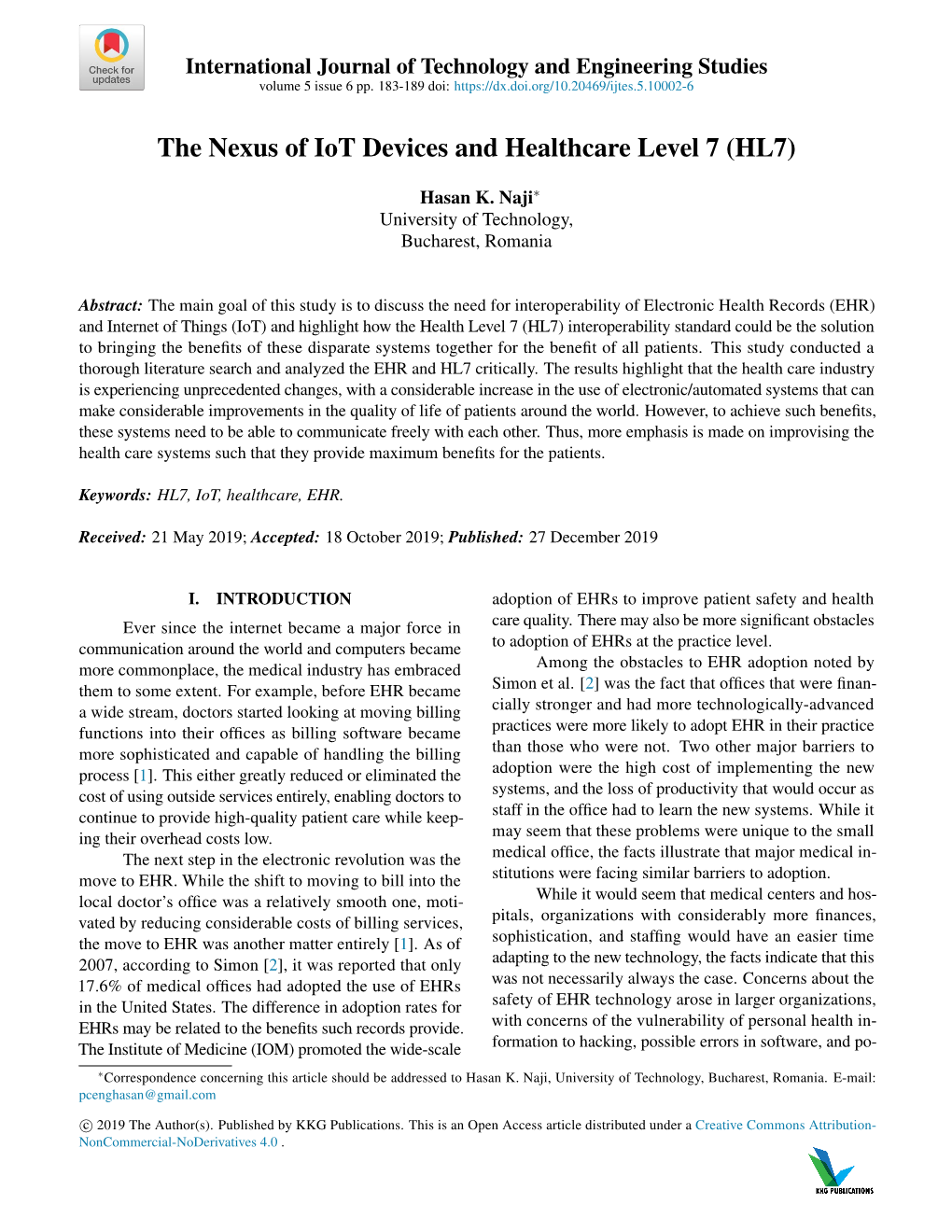 The Nexus of Iot Devices and Healthcare Level 7 (HL7)