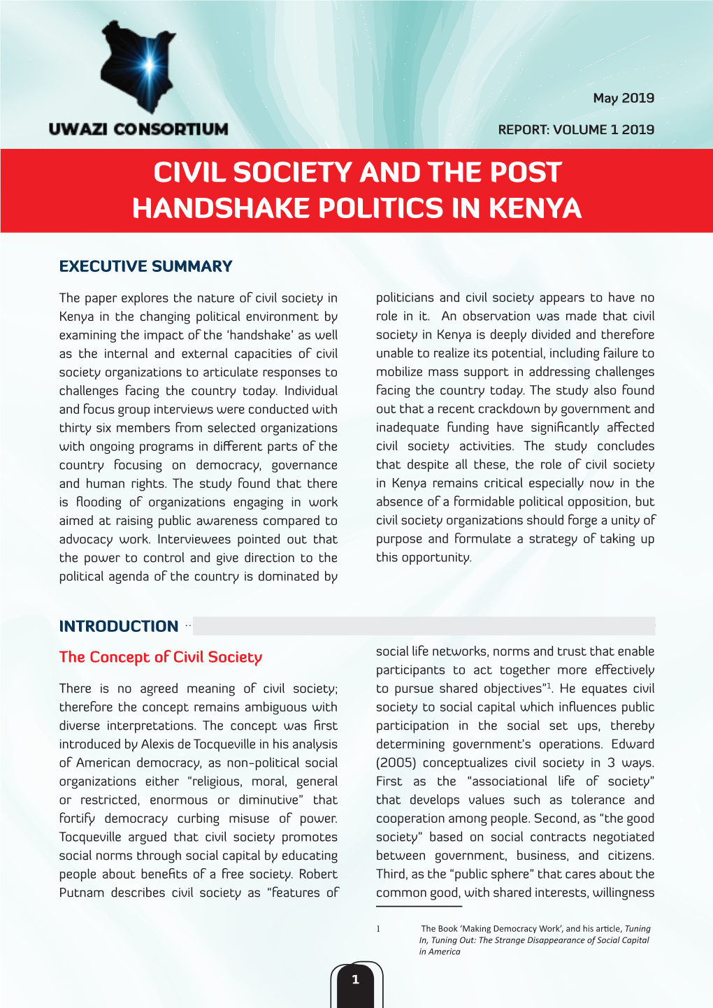 Civil Society and the Post Handshake Politics in Kenya