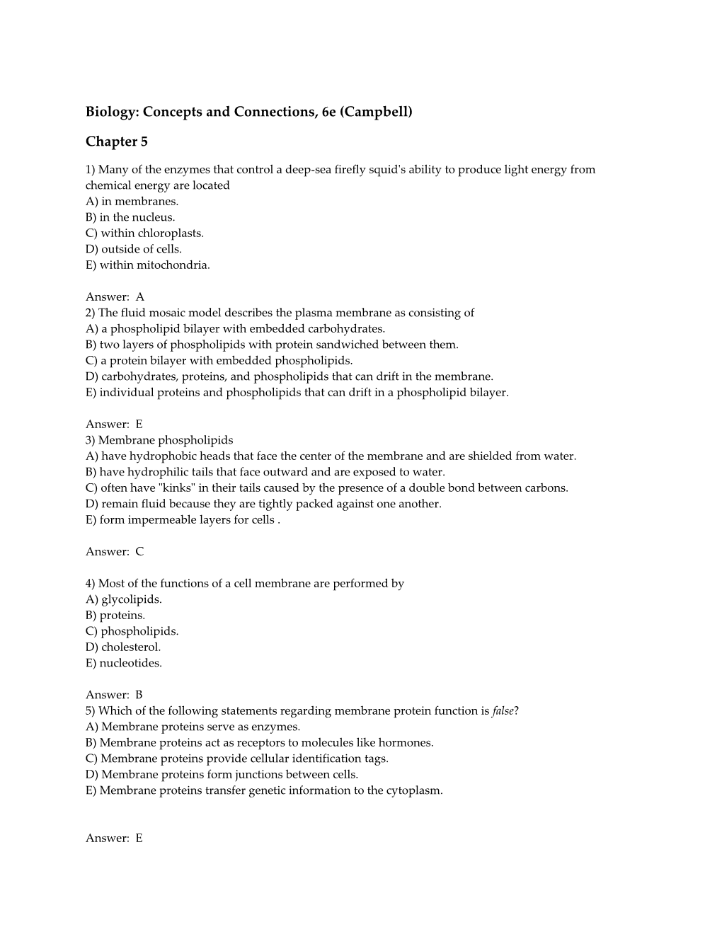 Biology: Concepts and Connections, 6E (Campbell)