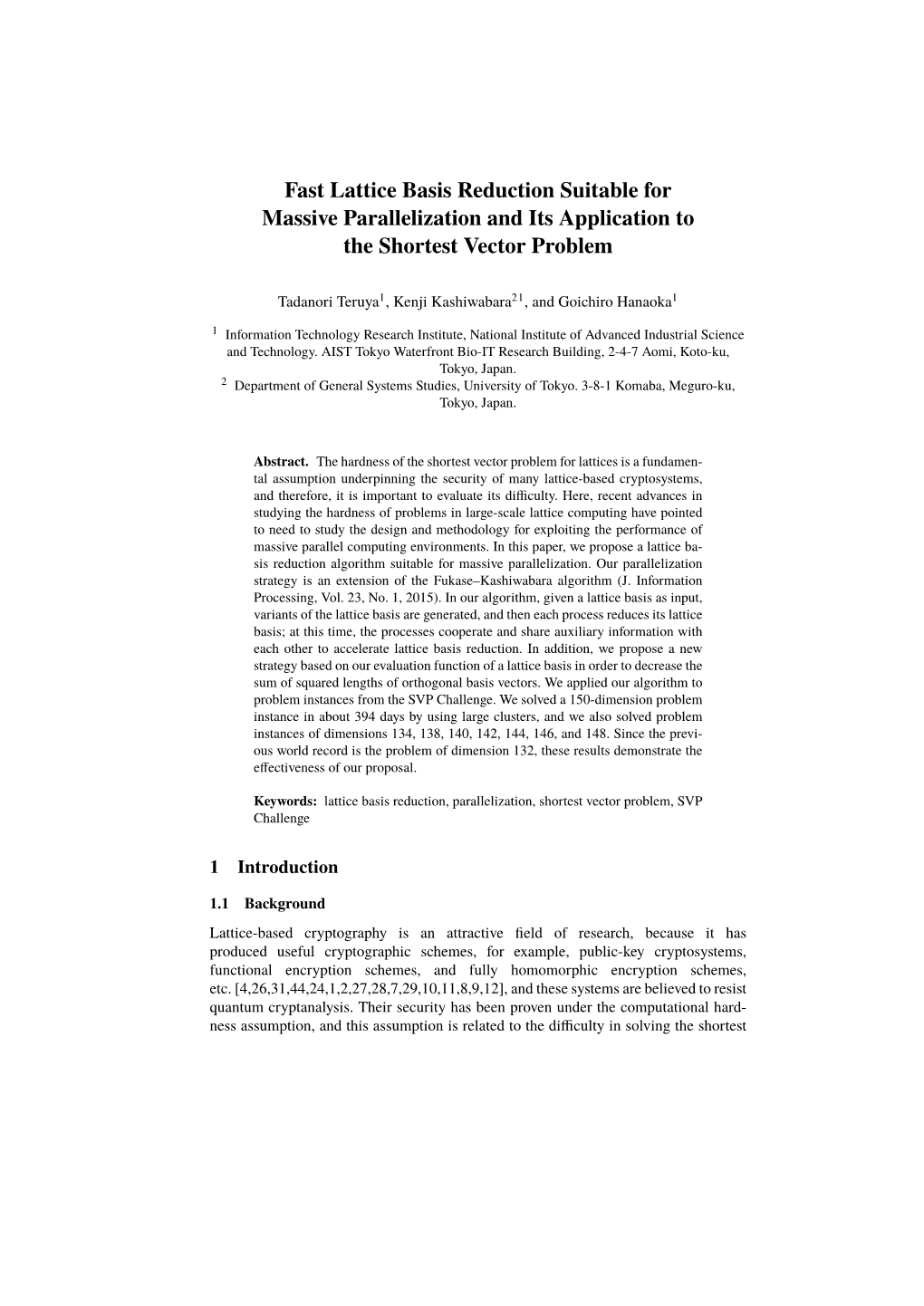 Fast Lattice Basis Reduction Suitable for Massive Parallelization and Its Application to the Shortest Vector Problem