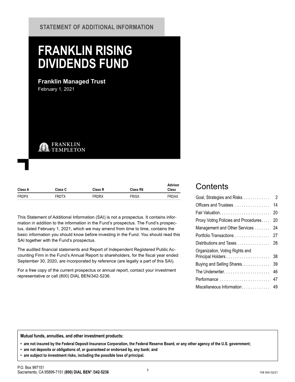 Franklin Rising Dividends Fund