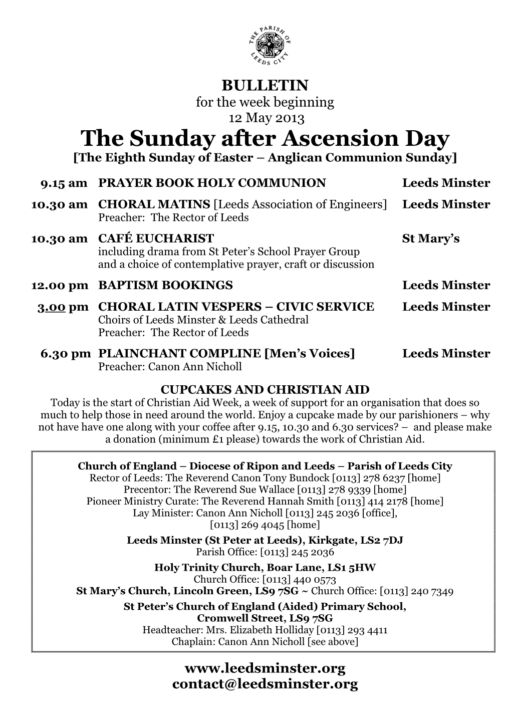 The Sunday After Ascension Day [The Eighth Sunday of Easter – Anglican Communion Sunday]