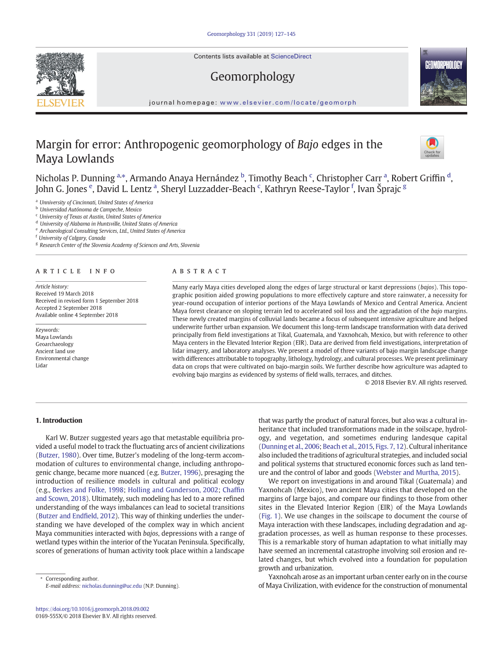 Anthropogenic Geomorphology of Bajo Edges in the Maya Lowlands