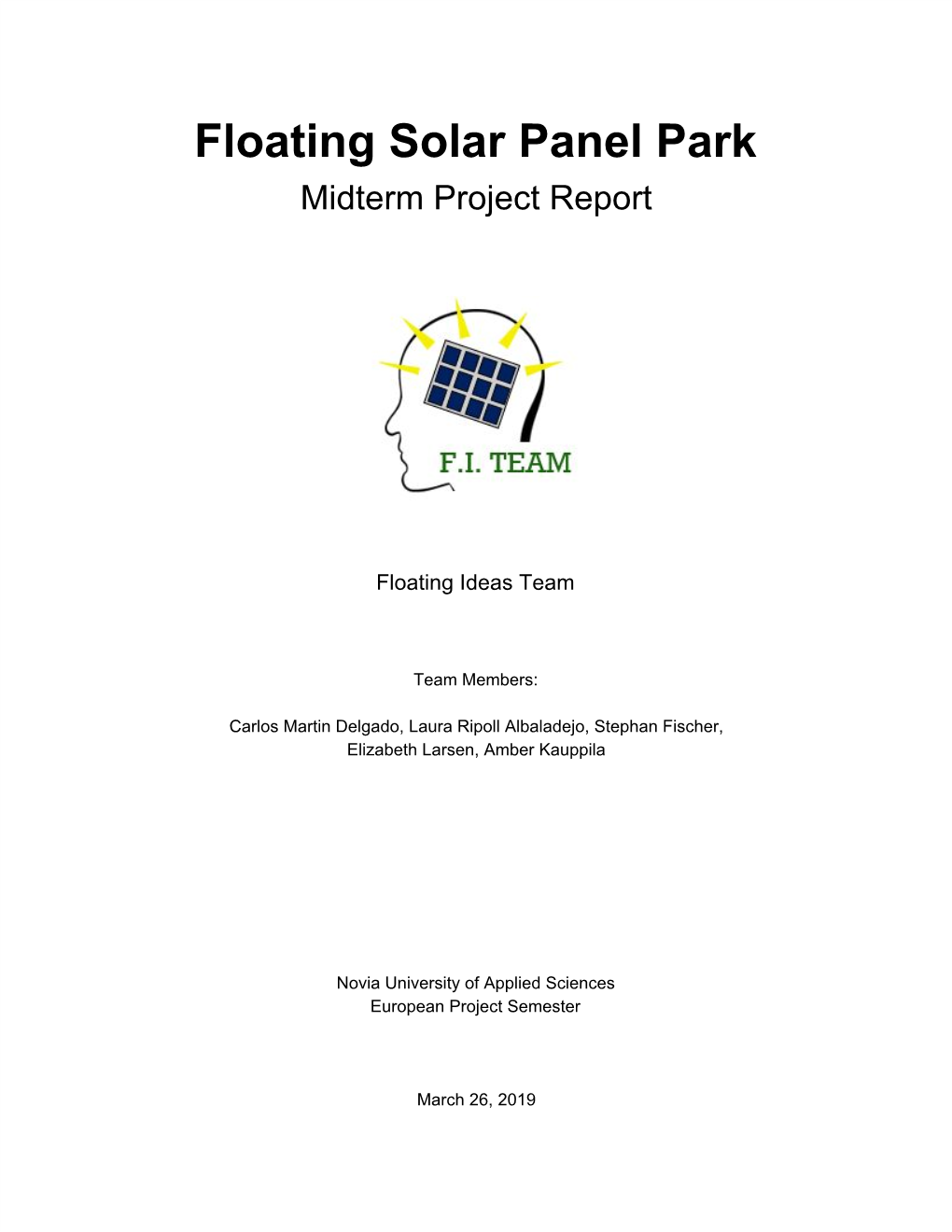 Floating Solar Panel Park Midterm Project Report
