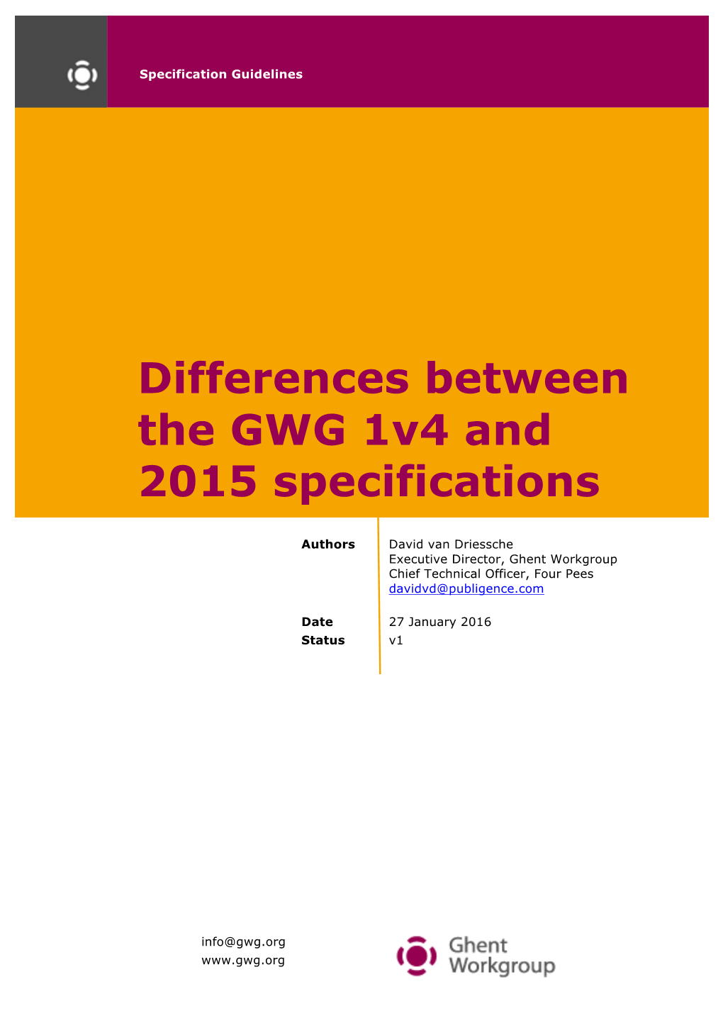 Differences Between the GWG 1V4 and 2015 Specifications