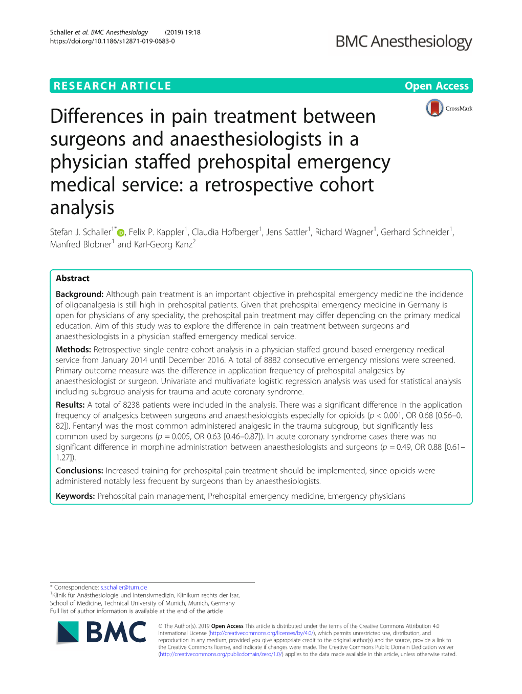 Differences in Pain Treatment Between Surgeons