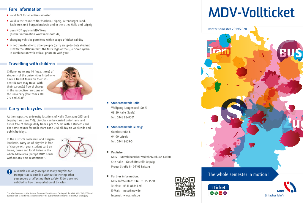 MDV-Vollticket a a Valid in the Counties Nordsachen, Leipzig, Altenburger Land, Saalekreis Und Burgenlandkreis and in the Cities Halle and Leipzig