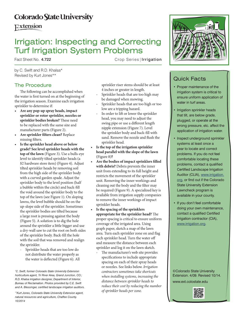 Irrigation: Inspecting and Correcting Turf Irrigation System Problems Fact Sheet No