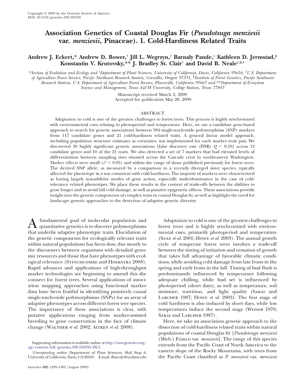 Association Genetics of Coastal Douglas-Fir