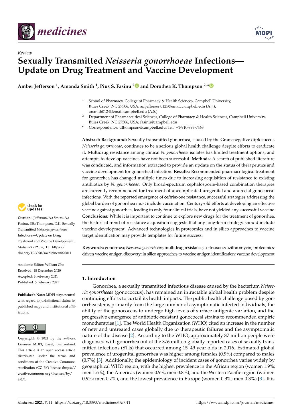 Sexually Transmitted Neisseria Gonorrhoeae Infections—Update On