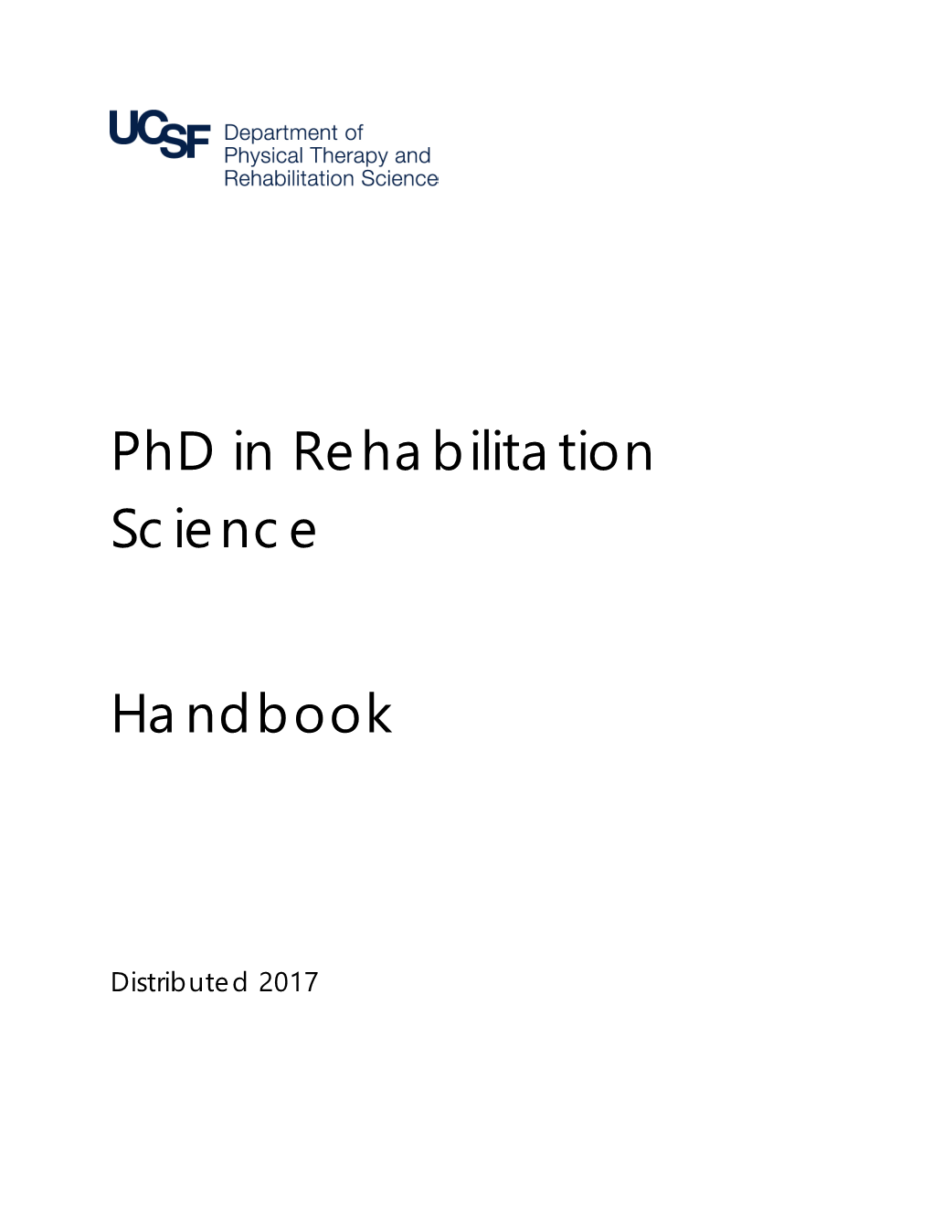 Phd in Rehabilitation Science Handbook