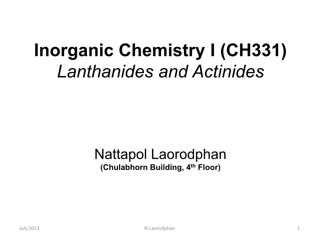 Ch331 Part Lanthanides and Actinides 1.2556.Pdf