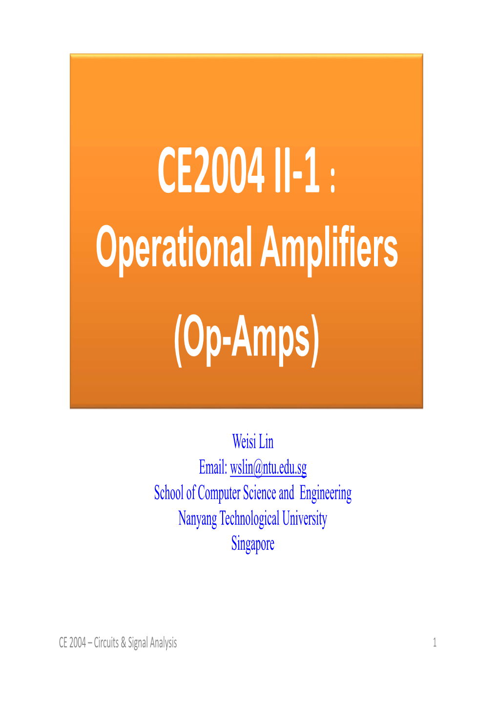 CE2004 II‐1 : Operational Amplifiers (Op-Amps)