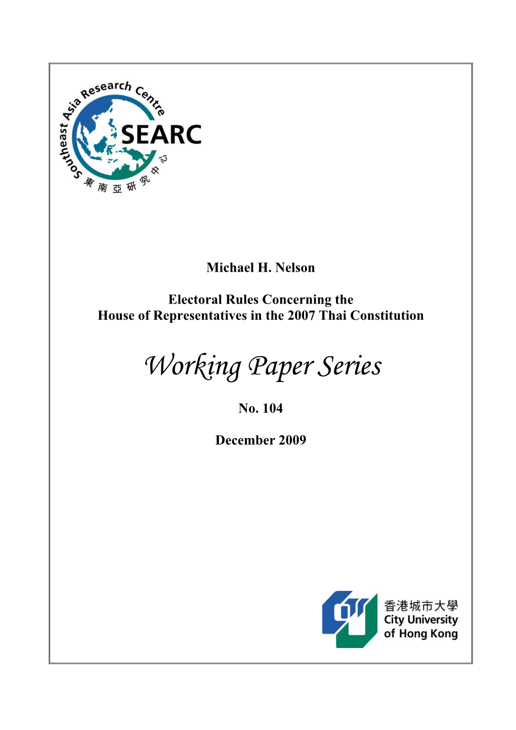 Working Paper Series