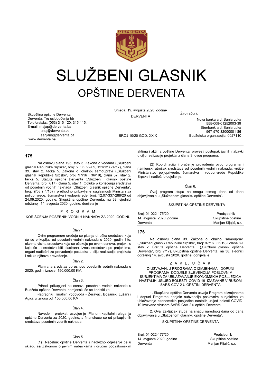 Sluţbeni Glasnik Opštine Derventa