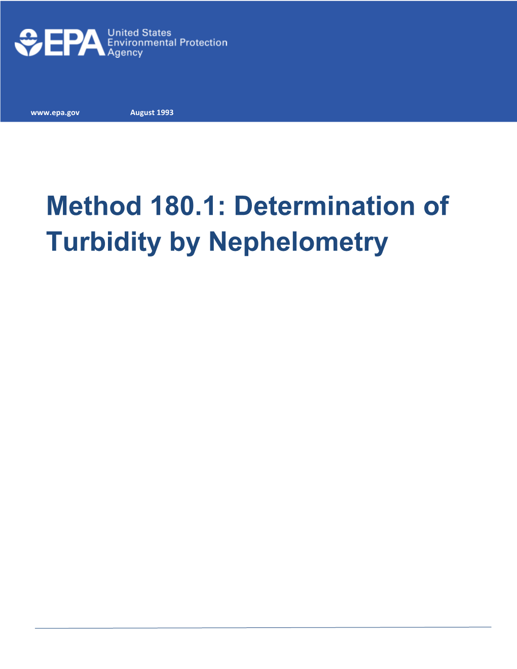 Method 180.1: Determination of Turbidity by Nephelometry